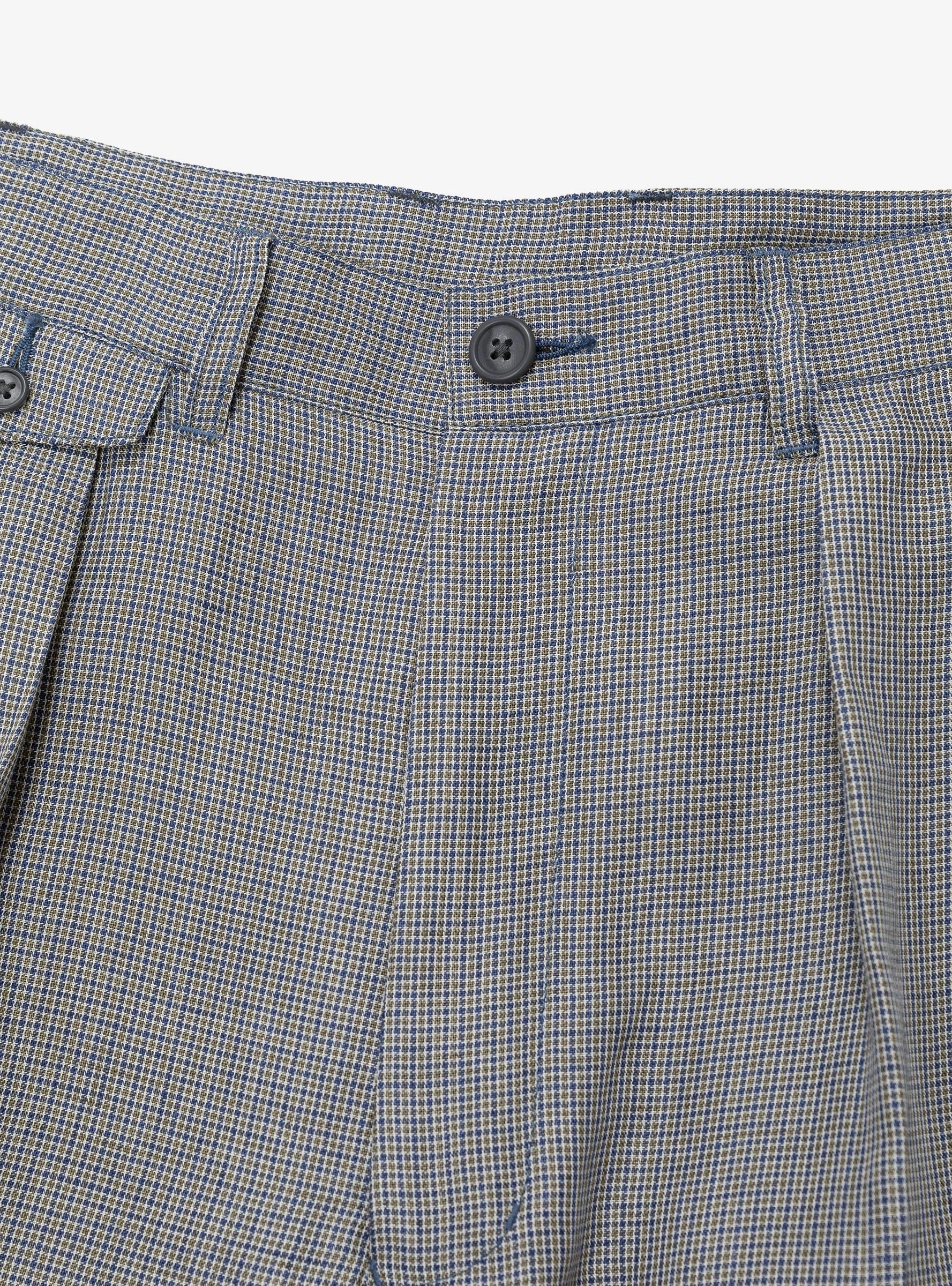2 Pleats Trousers Linen Cupra Gun Club Check