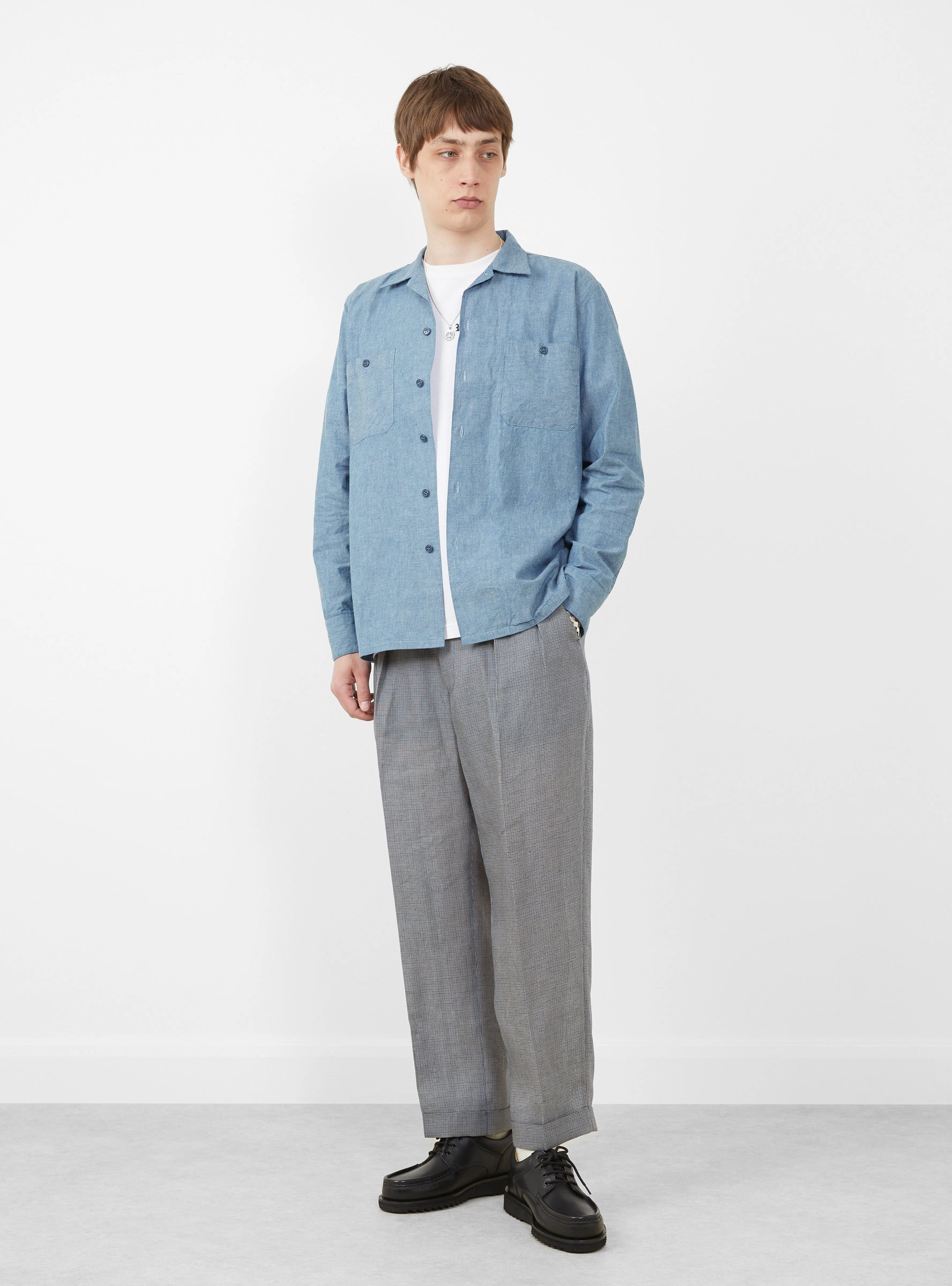 2 Pleats Trousers Linen Cupra Gun Club Check