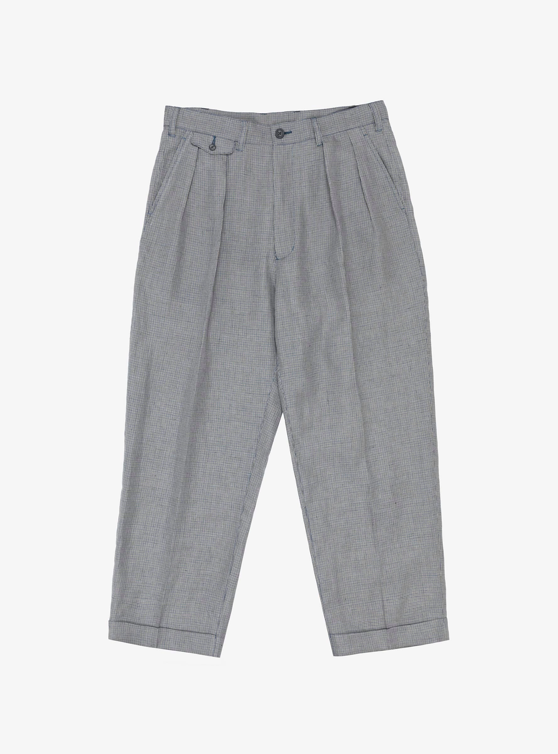 2 Pleats Trousers Linen Cupra Gun Club Check