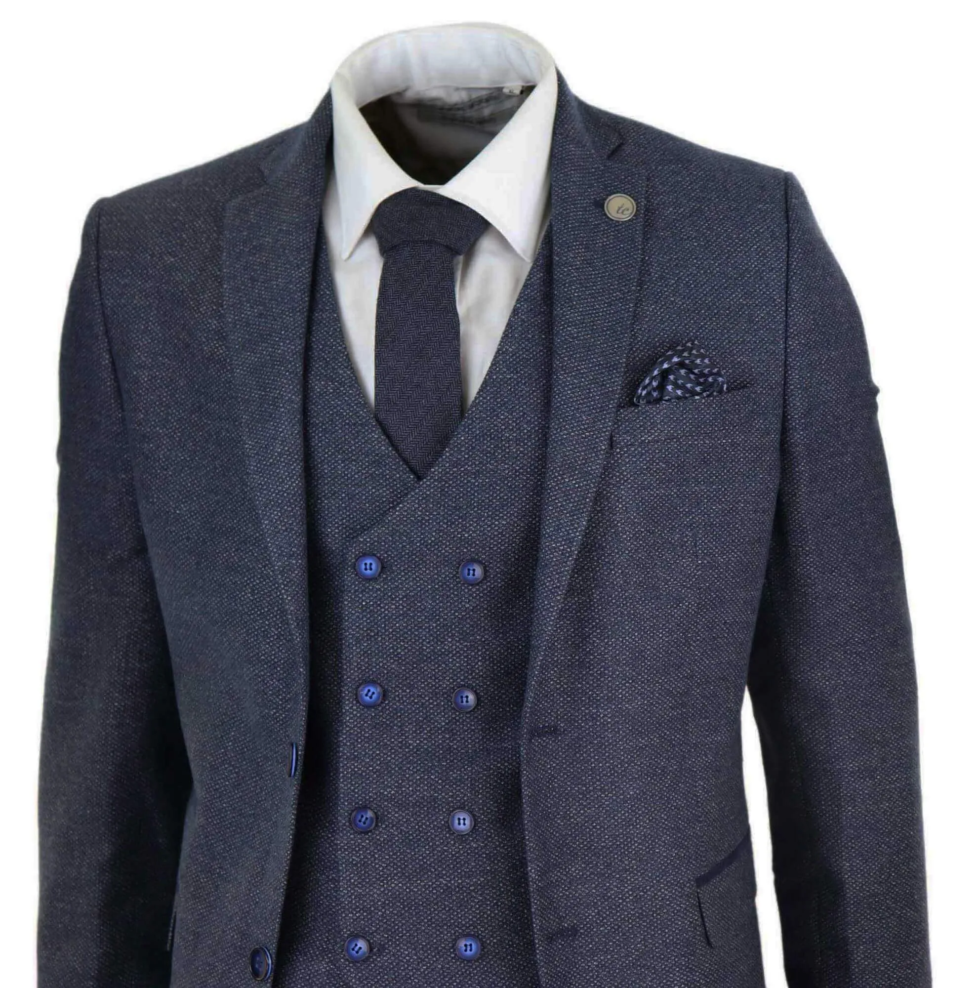 3 Piece Suit Double Breasted Tweed