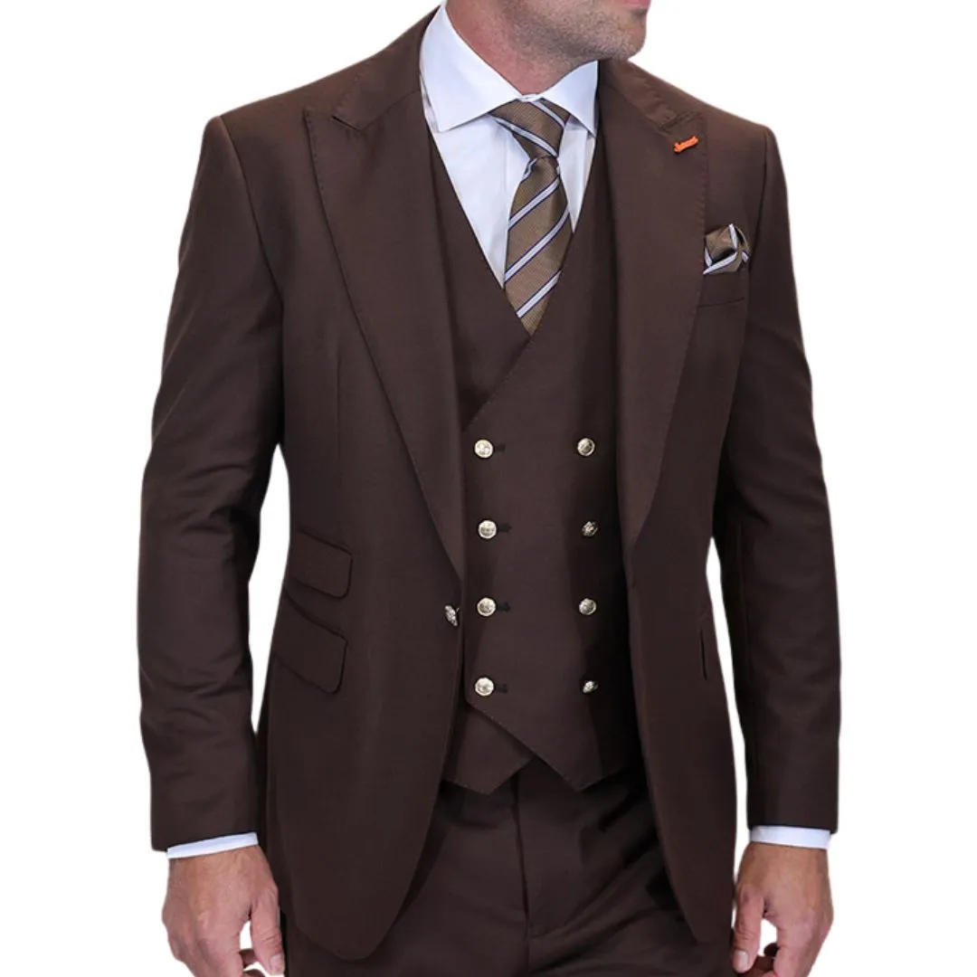 Aether Crest Collection: Statement Brown 3-Piece Modern Fit Suit