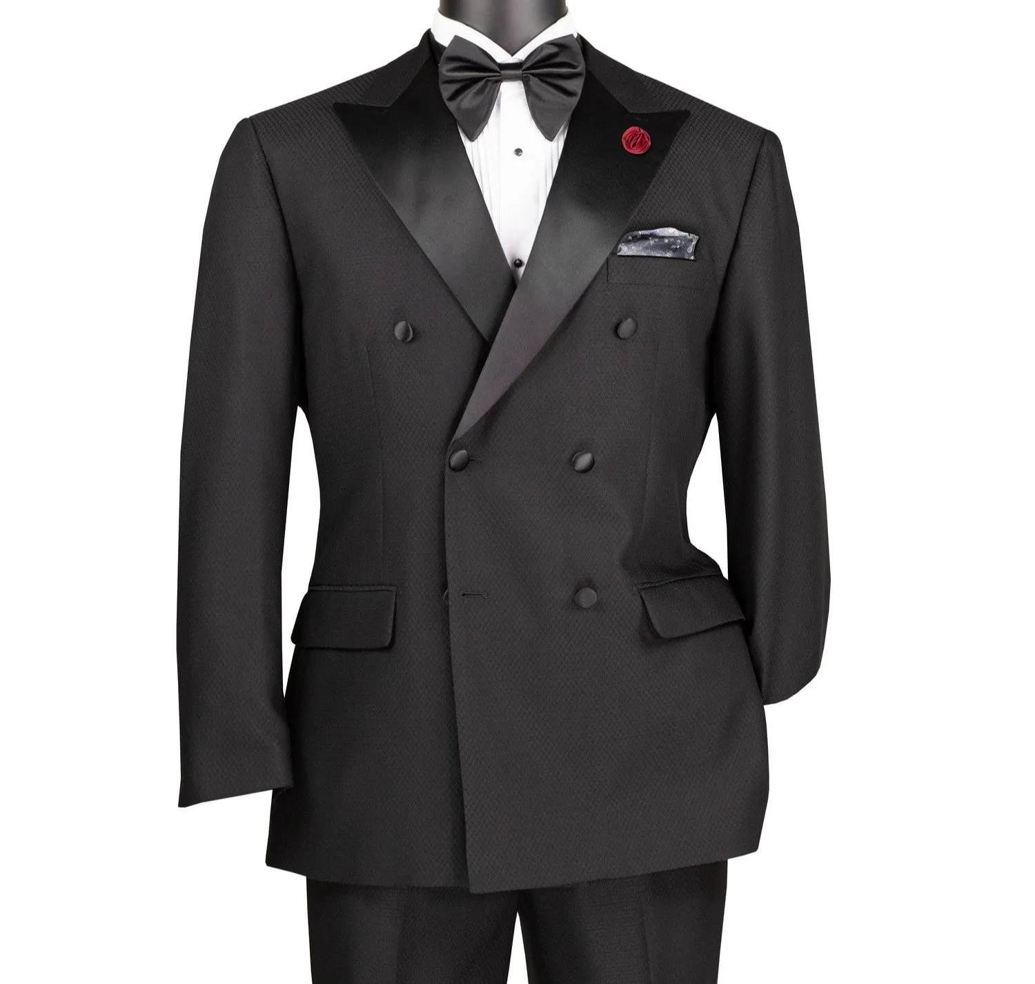 Albireo Collection: Black Double-Breasted 2-Piece Modern Fit Tuxedo