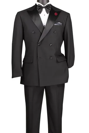 Albireo Collection: Black Double-Breasted 2-Piece Modern Fit Tuxedo