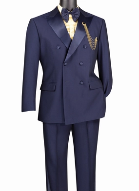 Albireo Collection: Navy Double-Breasted 2-Piece Modern Fit Tuxedo
