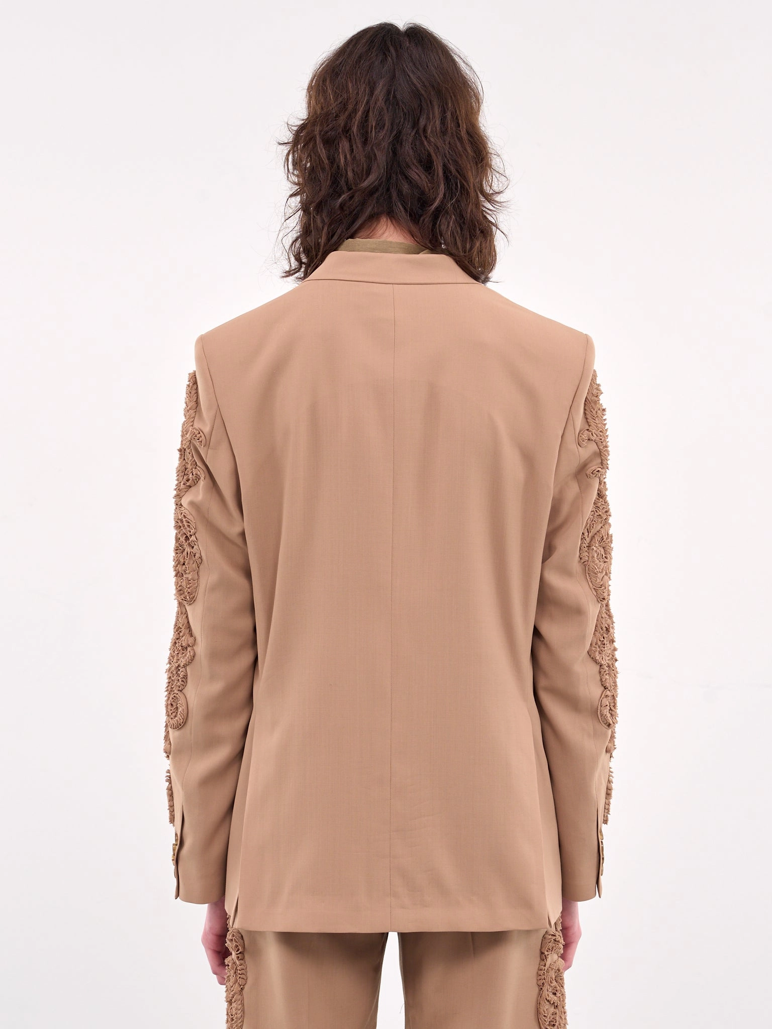 Appliqué Double-Breasted Blazer (JK018-BEIGE)