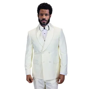 Arcturus Collection: Statement Off White Double-Breasted Shawl Lapel Tuxedo