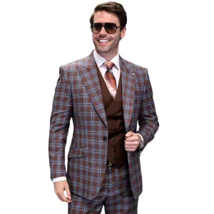 Ardent Crest Collection: Grey 3-Piece Plaid Modern Fit Suit