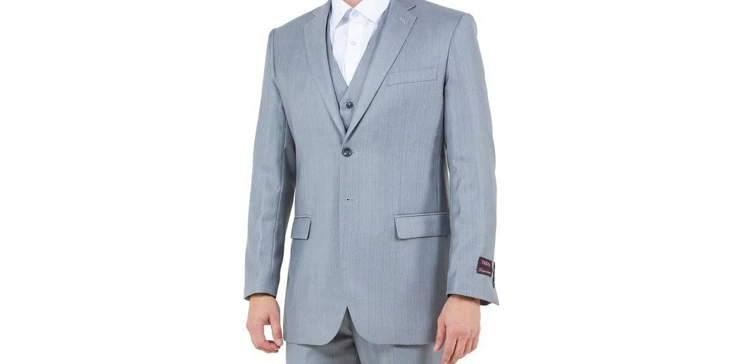 Argonaut Collection: Light Grey Textured Solid Three-Piece Suit – Modern Fit