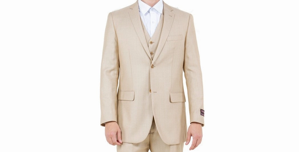 Argonaut Collection: Light Beige Textured Solid Three-Piece Suit – Modern Fit
