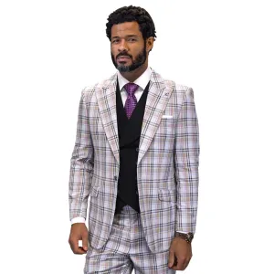 Astralis Collection: Grey 3-Piece Modern Fit Plaid Suit