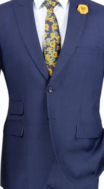 Astro Collection: Blue 2 Piece Windowpane Single Breasted Modern Fit Suit