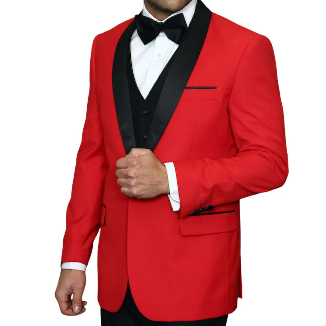 Atlas Attire Collection: 3PC Tailored Fit Tuxedo in Red