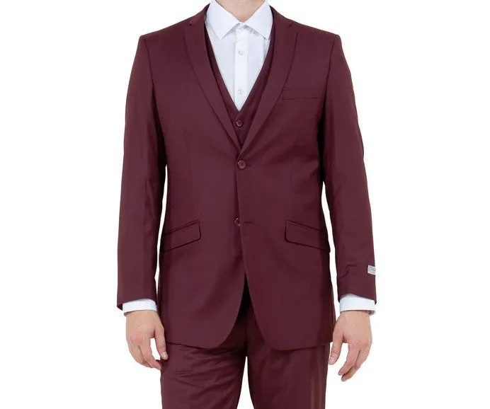 Atlas Heritage Collection: Three-Piece Solid Burgundy Suit