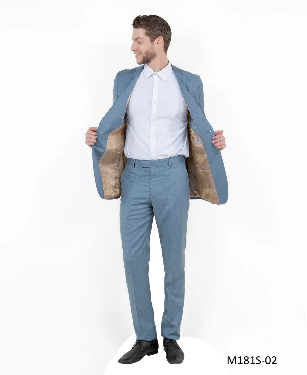 Avalon Collection: Sharkskin Two-Piece Suit – Smoke Blue