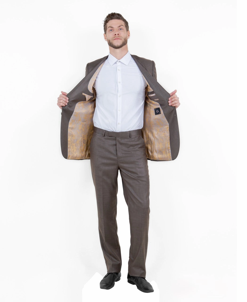Avalon Collection: Sharkskin Two-Piece Suit – Cocoa