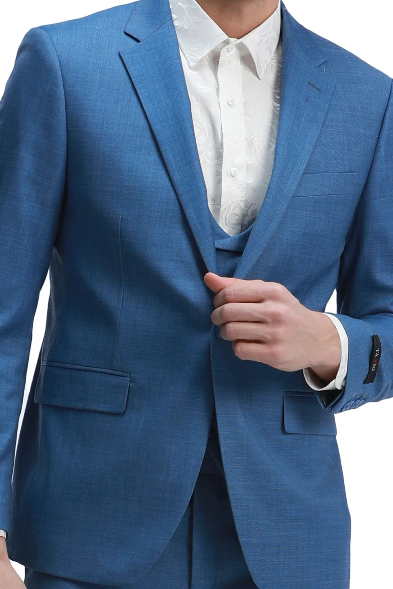 Avantique Collection: 3-Piece Solid Suit For Men In Blue - Slim Fit