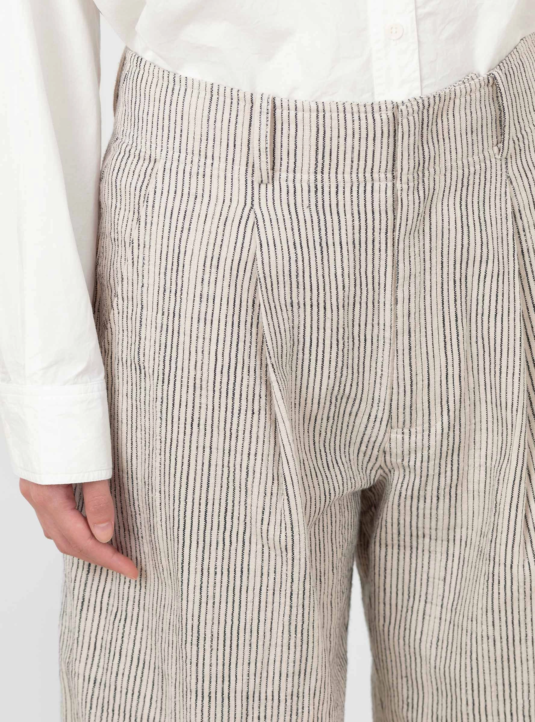 Bari Crop Trousers Cream Pin Stripe