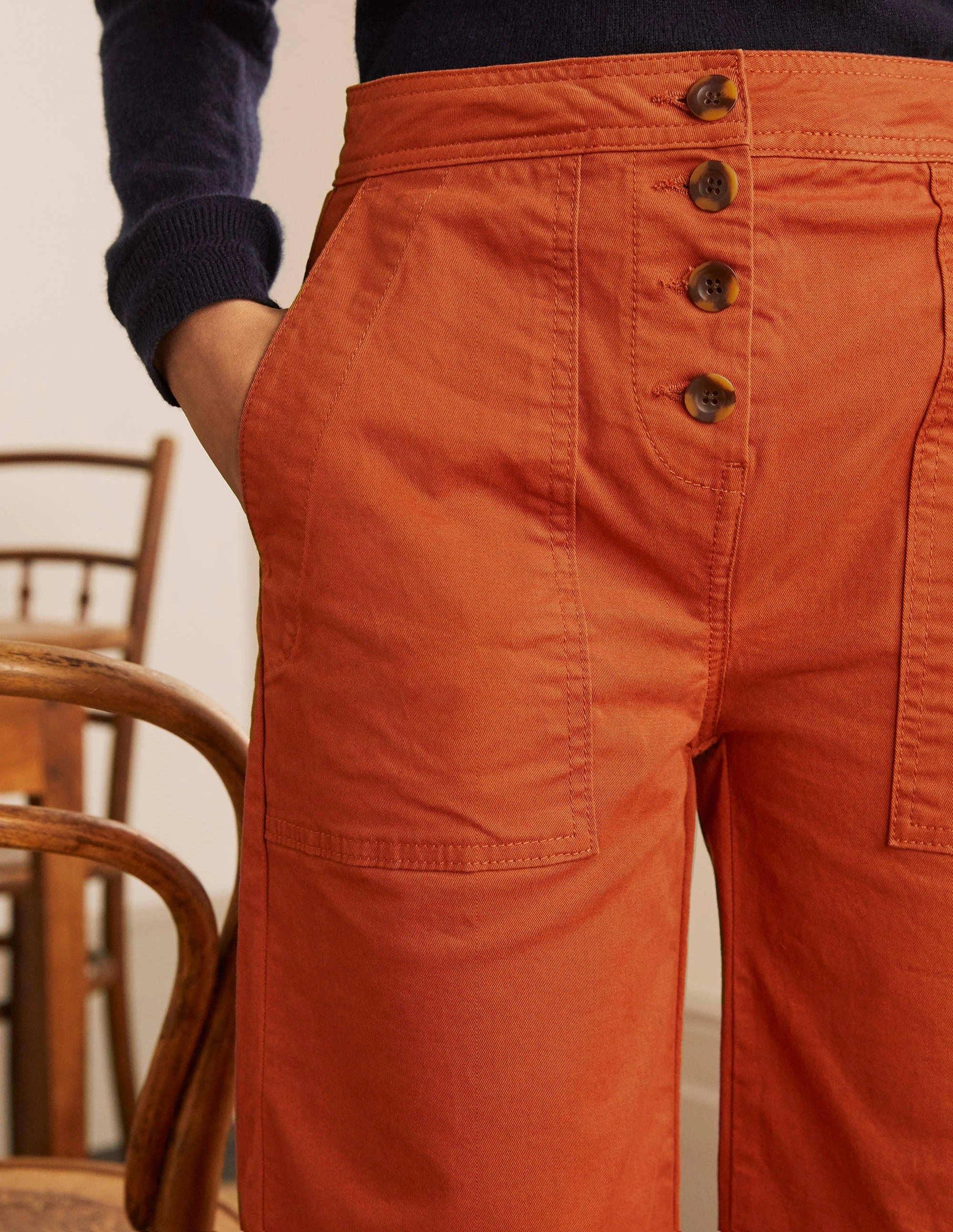 Beaufort Button Fly Pants-Copper Red