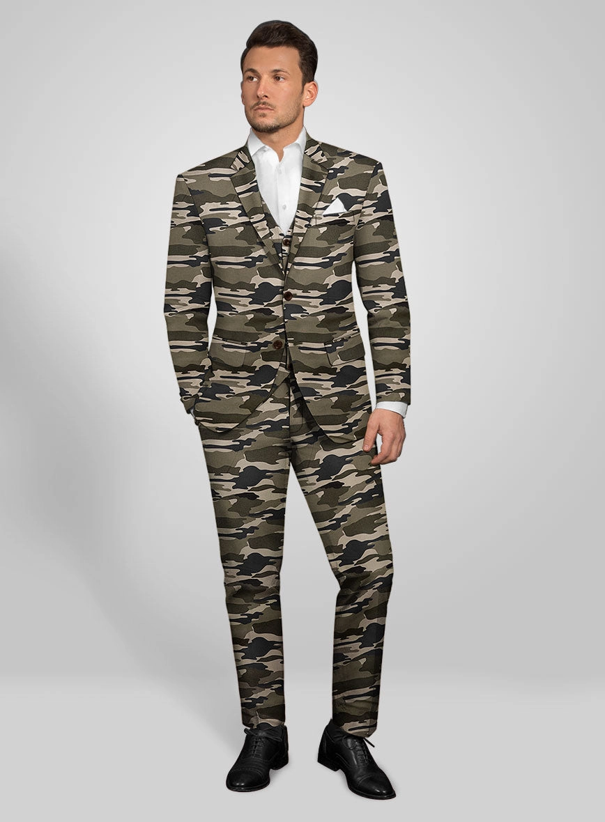 Beige Stretch Camo Suit