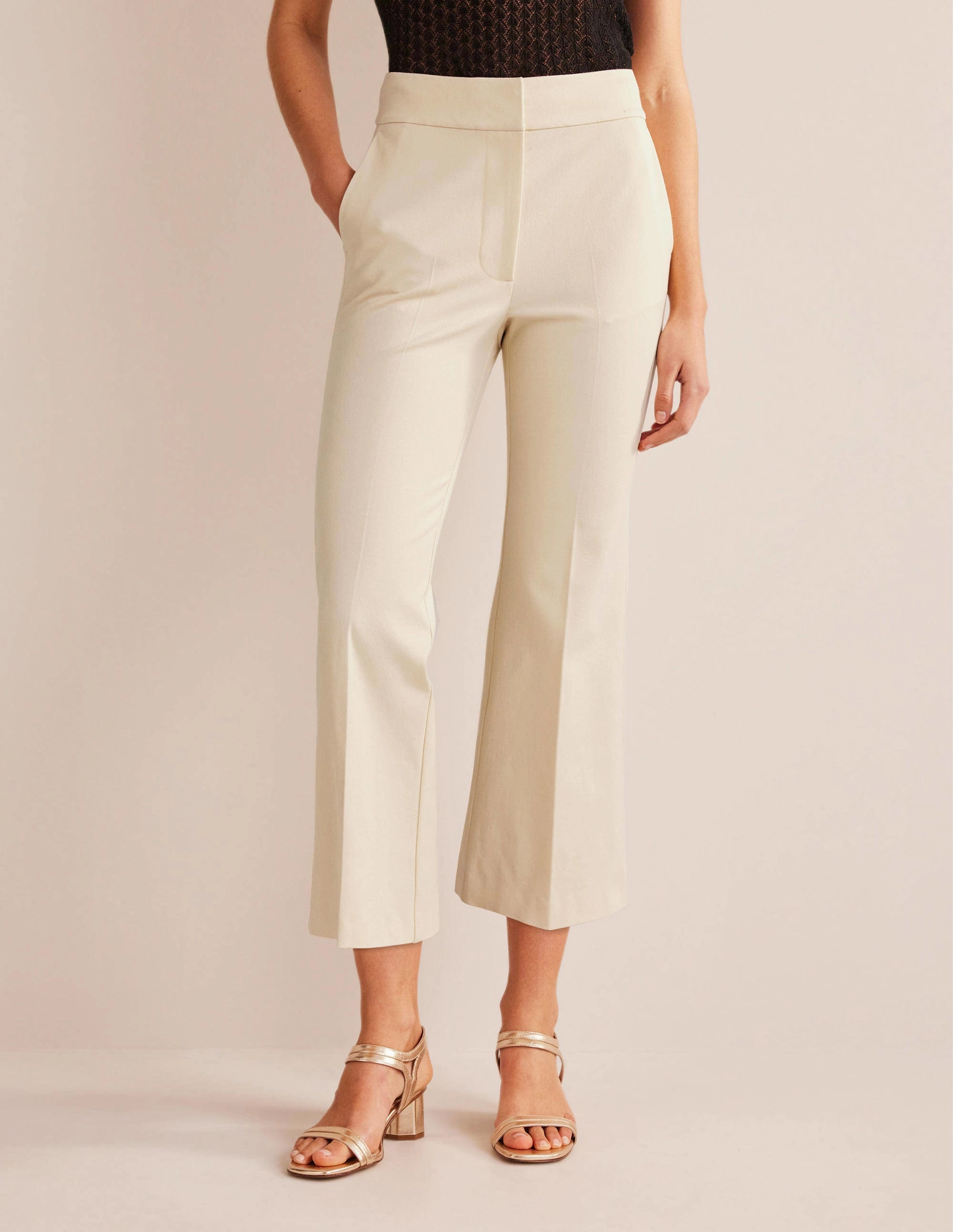 Bi-Stretch Crop Flare Pants-Dorset Cream