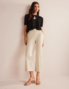 Bi-Stretch Crop Flare Pants-Dorset Cream