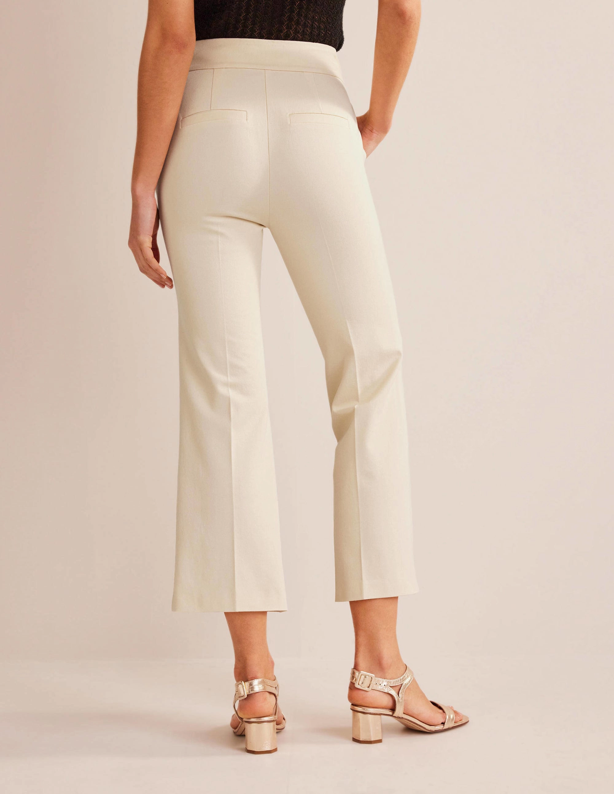 Bi-Stretch Crop Flare Pants-Dorset Cream