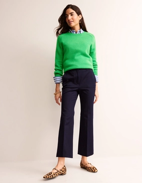 Bi-Stretch Crop Flare Pants-Navy