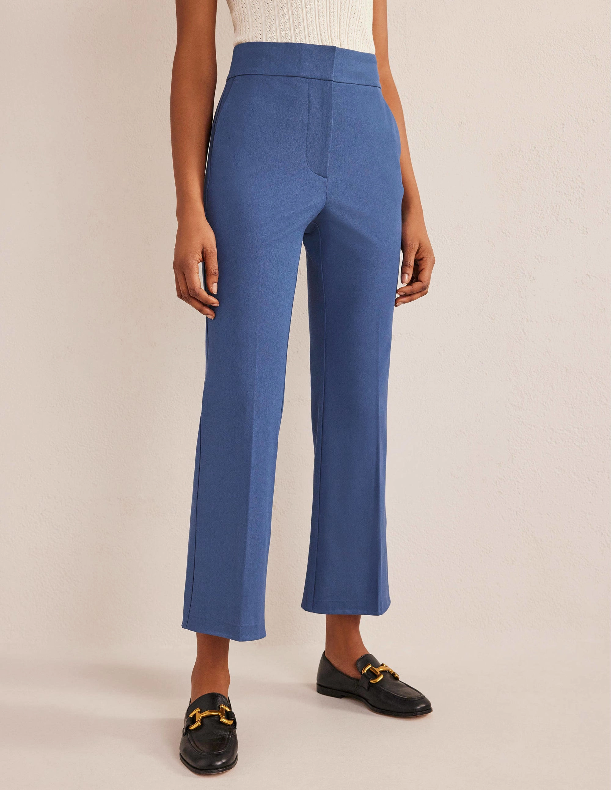 Bi-Stretch Crop Flare Pants-True Blue