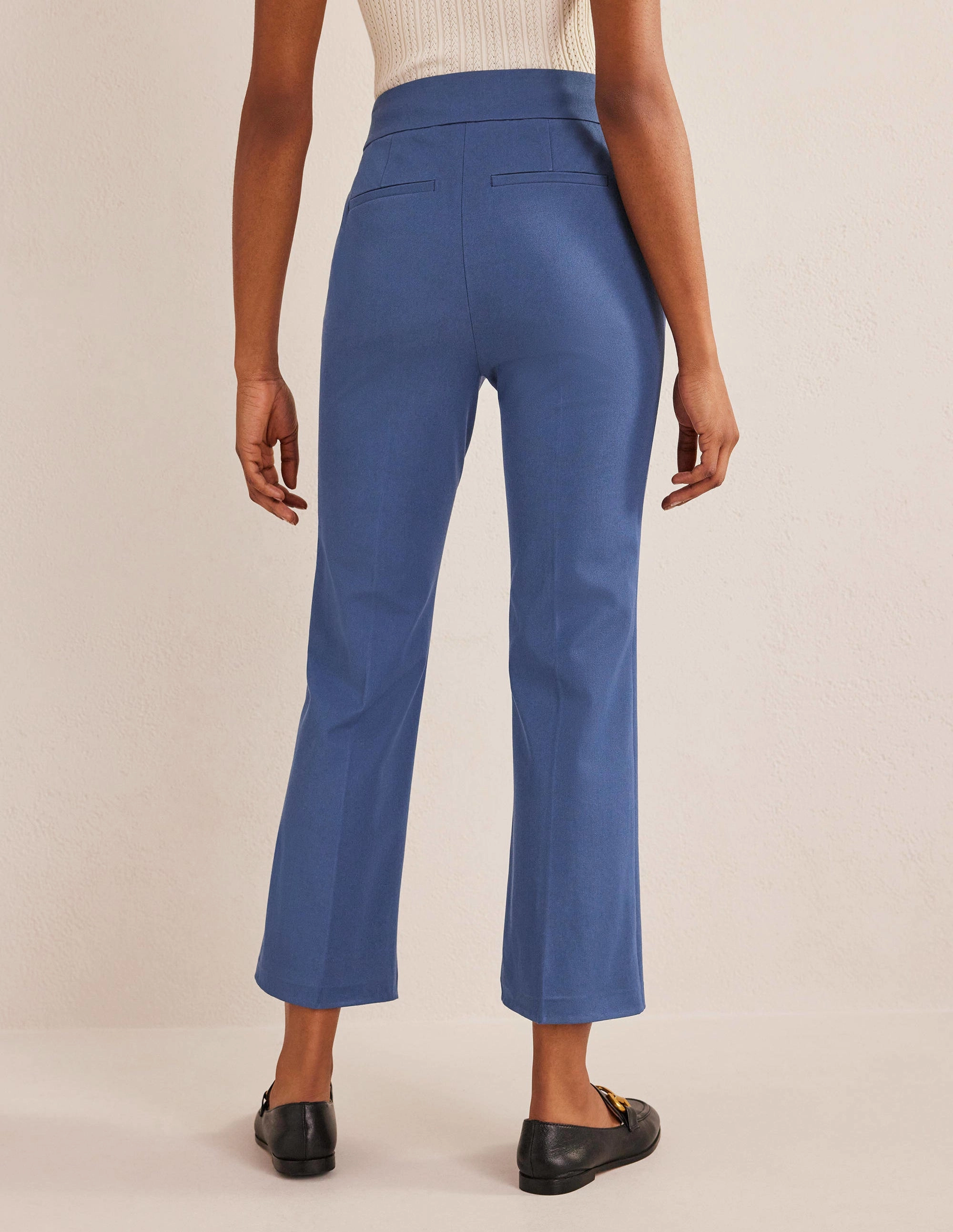 Bi-Stretch Crop Flare Pants-True Blue
