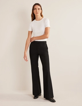 Bi-Stretch Flared Pants-Black