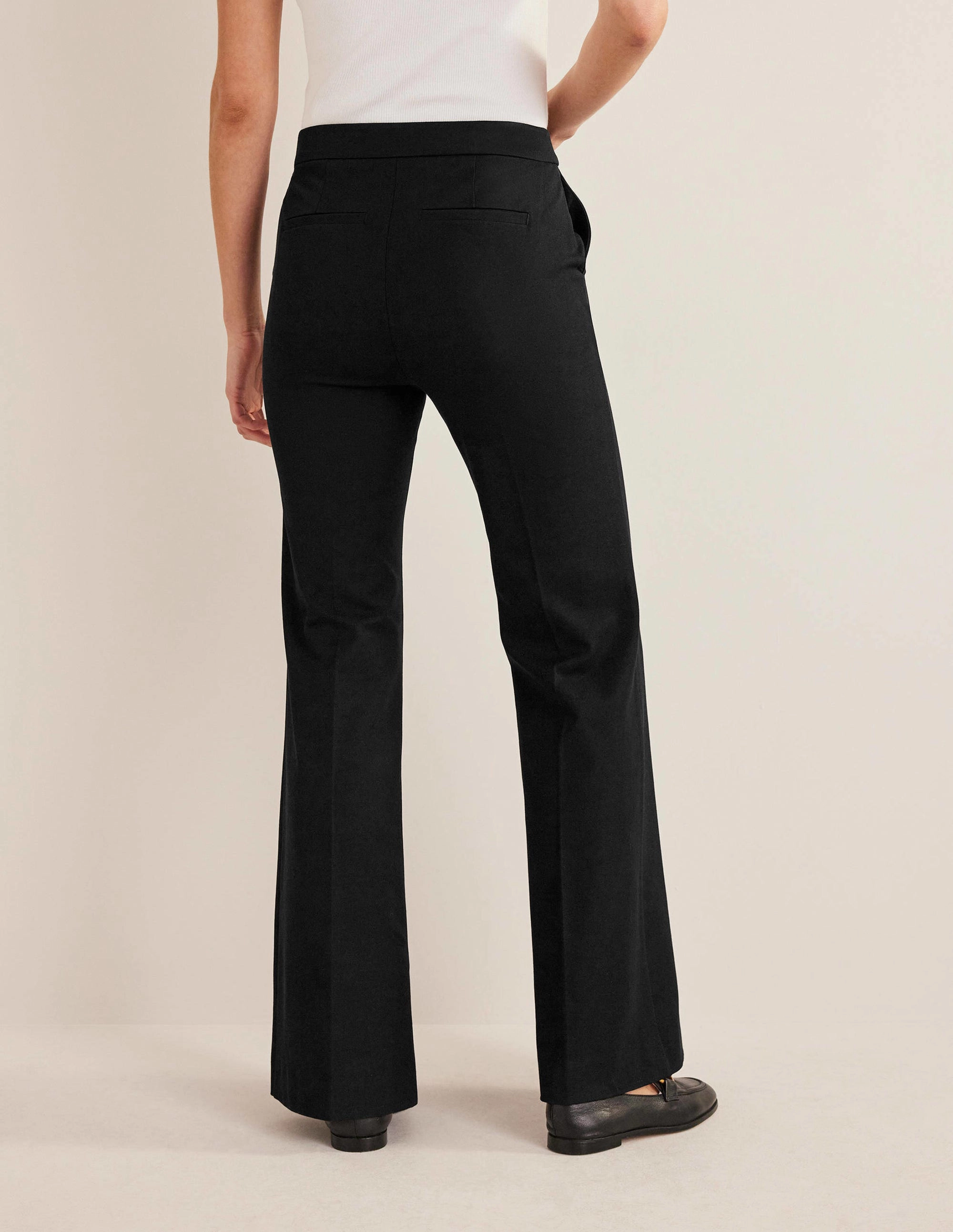 Bi-Stretch Flared Pants-Black