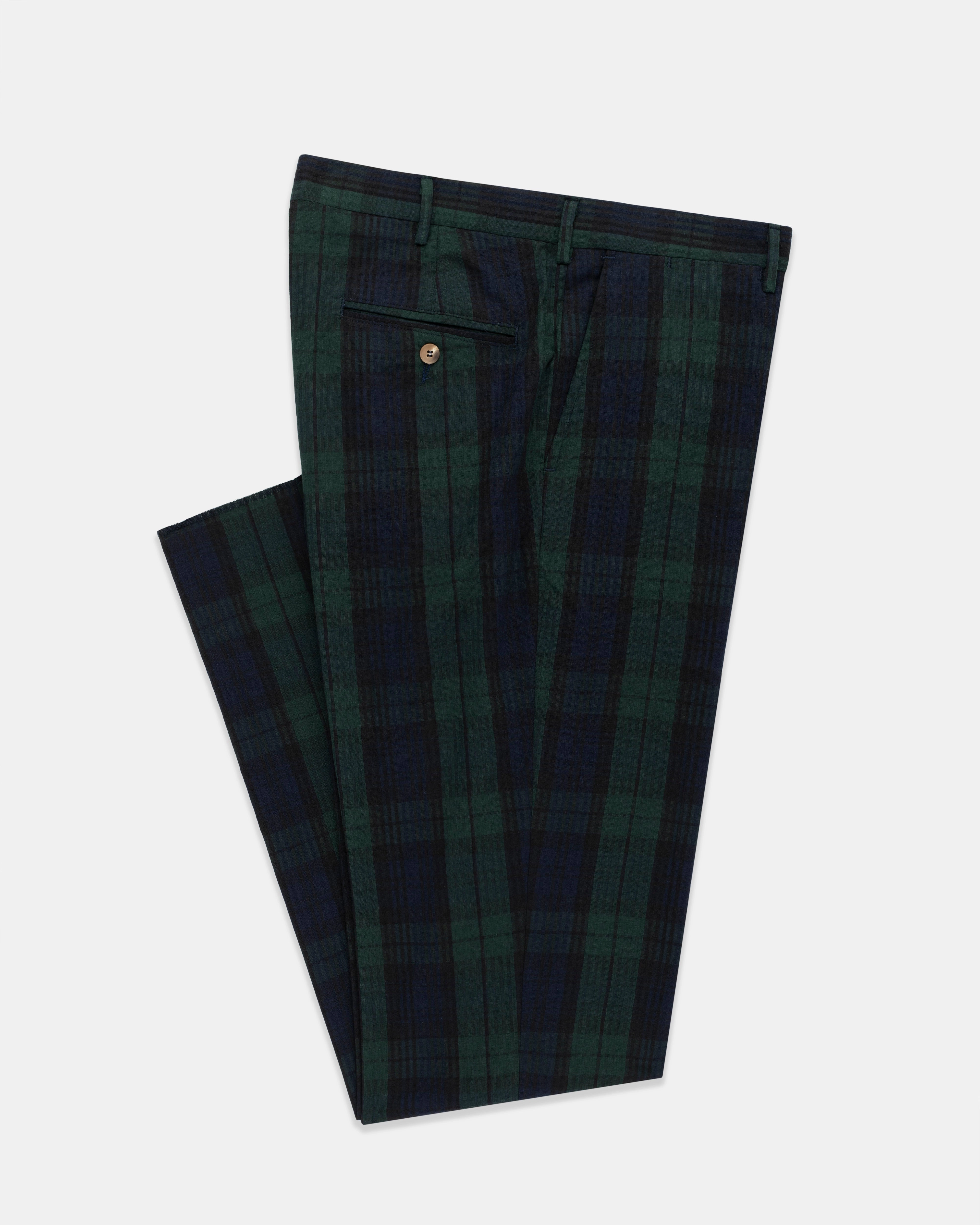 BLACKWATCH TARTAN SEERSUCKER TROUSERS