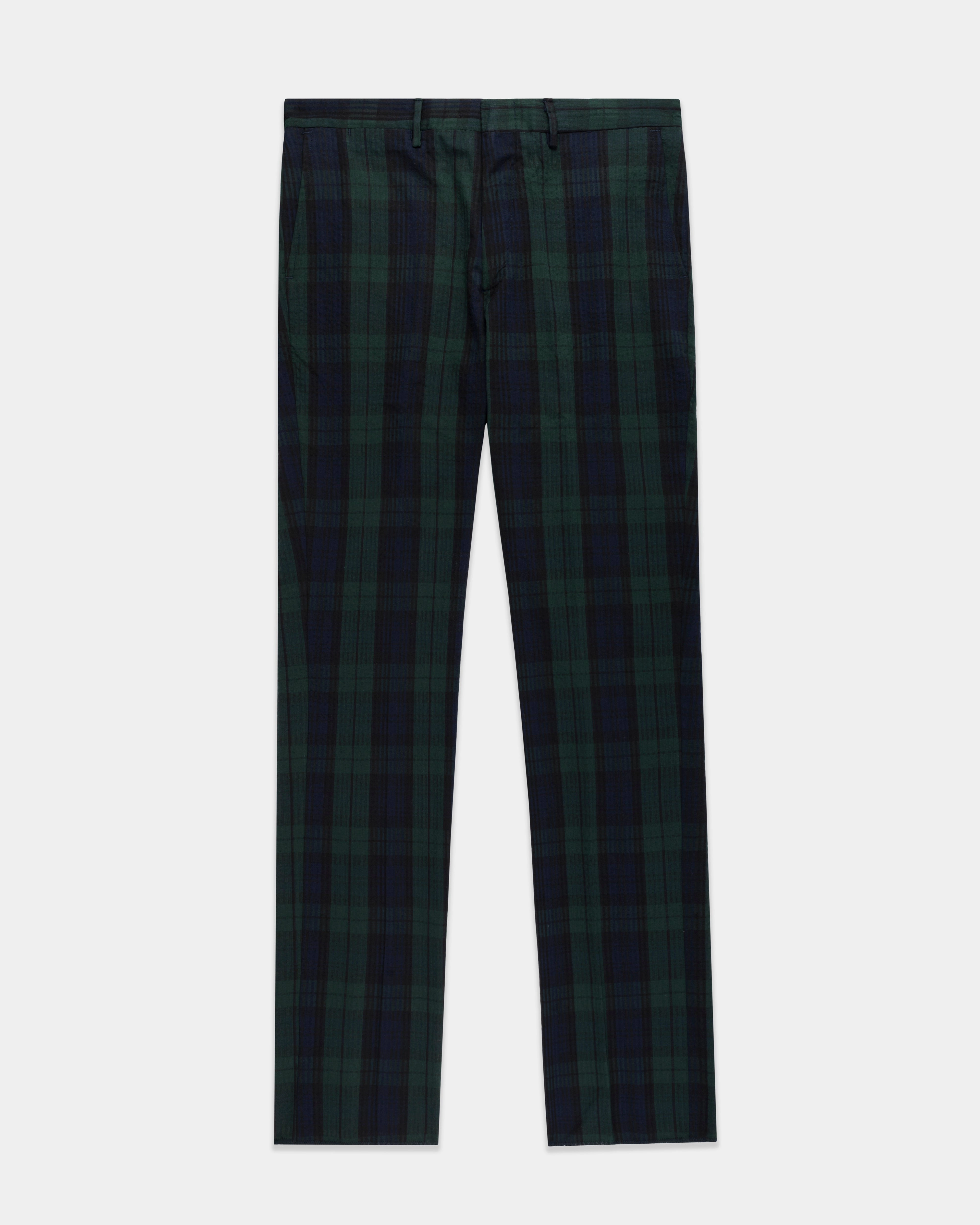 BLACKWATCH TARTAN SEERSUCKER TROUSERS