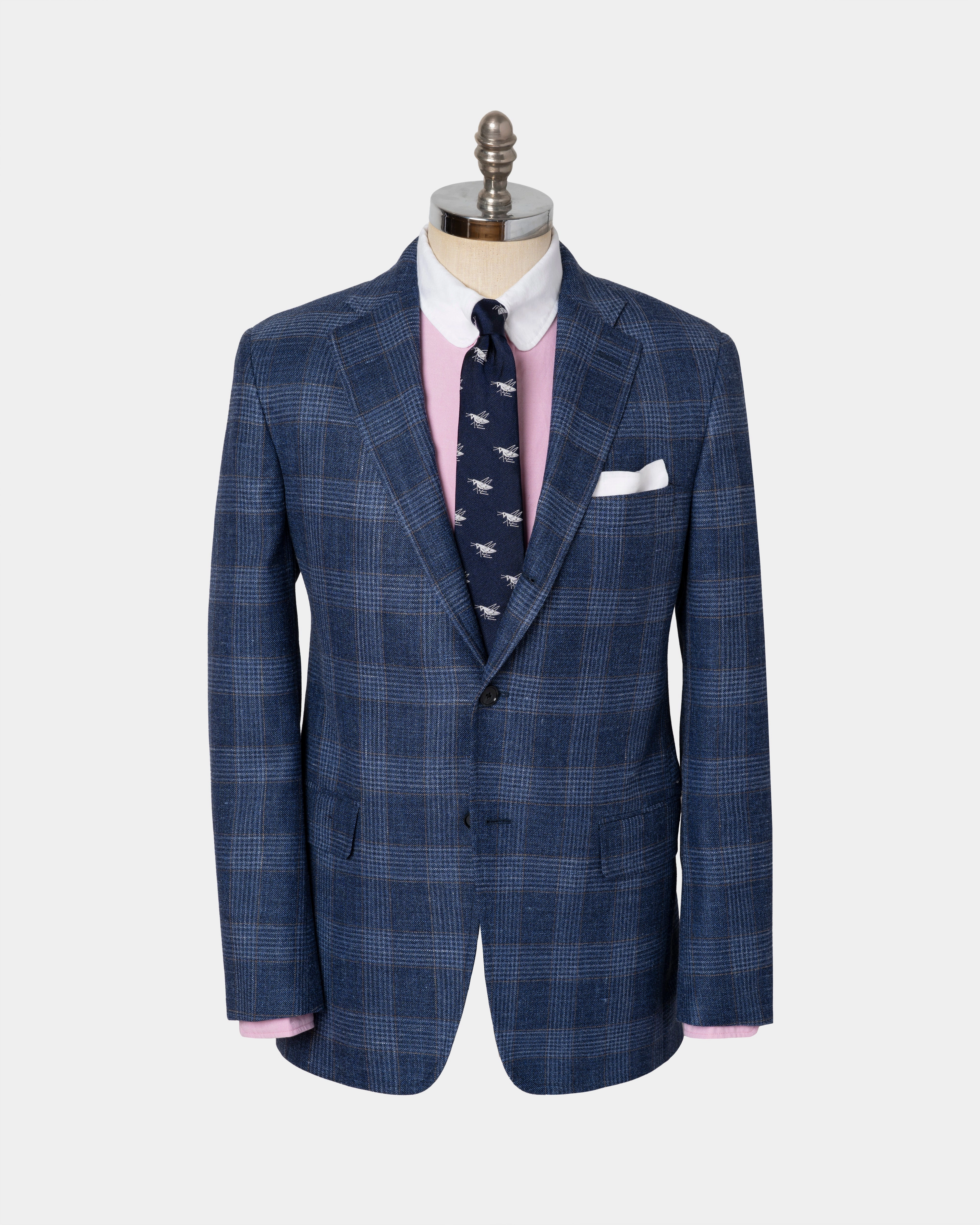 BLUE/COPPER PLAID WOOL/LINEN SPORT COAT