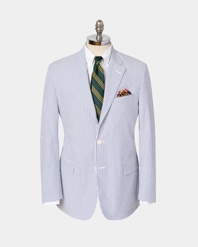 BLUE/WHITE COTTON SEERSUCKER SPORT COAT