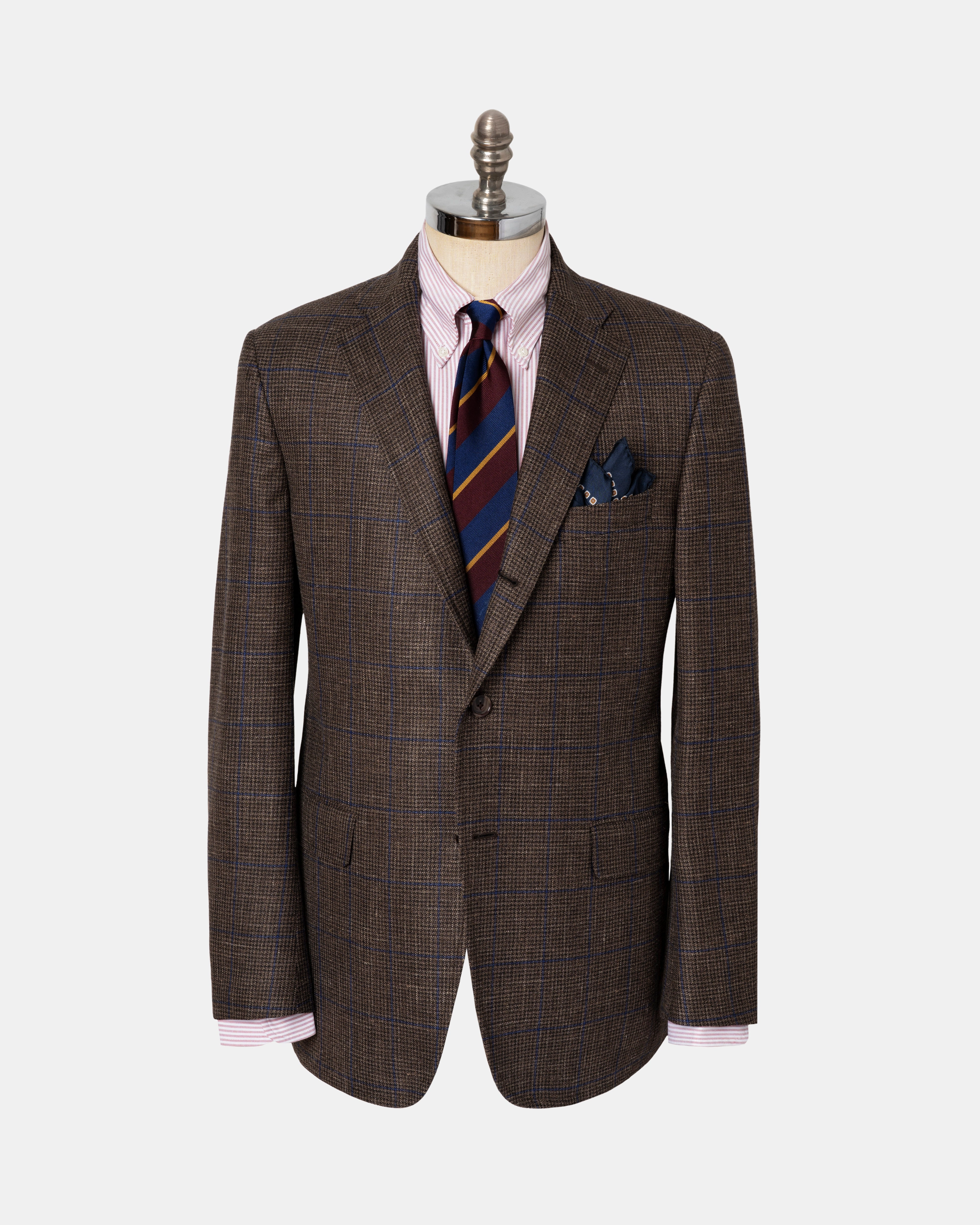 BROWN/BLUE CHECK WITH WINDOWPANE SPORT COAT