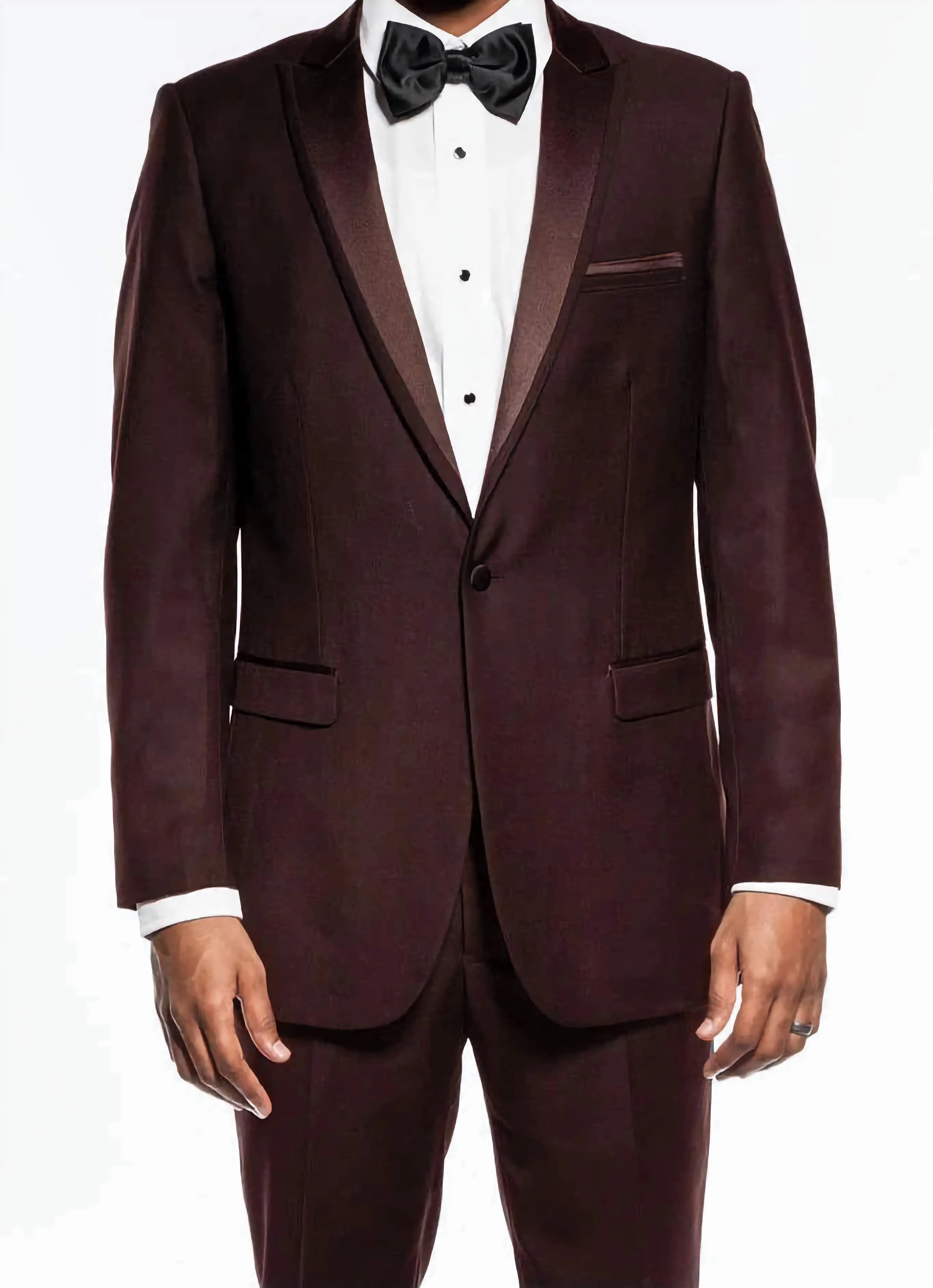 Brown Slim Fit 2 Piece Tuxedo With Satin Peak Lapel