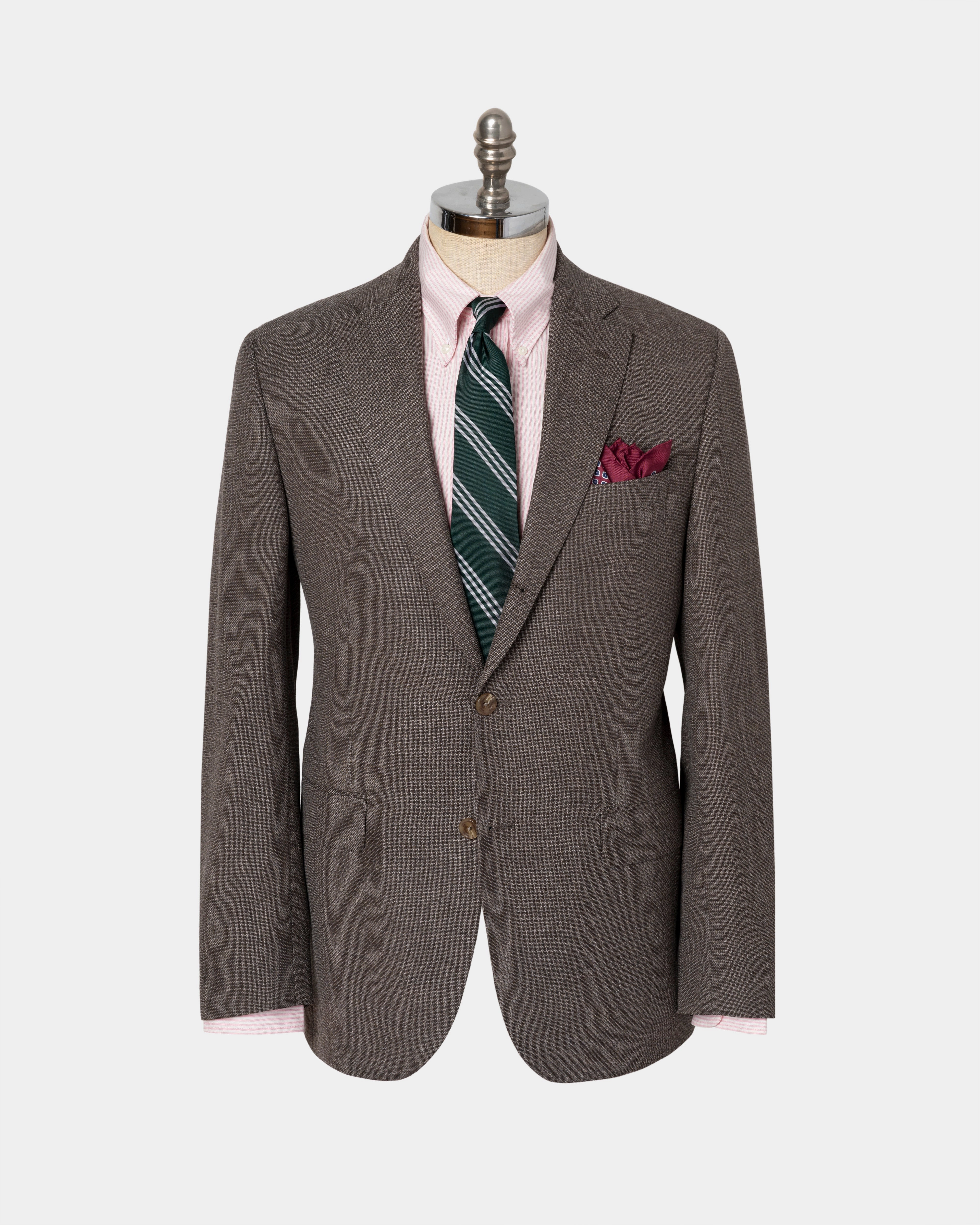 BROWN SOLID HOPSACK SPORT COAT