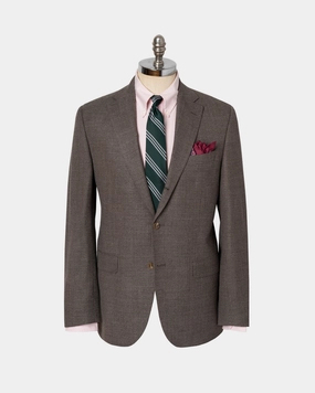 BROWN SOLID HOPSACK SPORT COAT