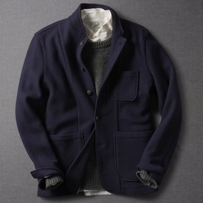 Burnham Knitted Wool Blazer - Navy