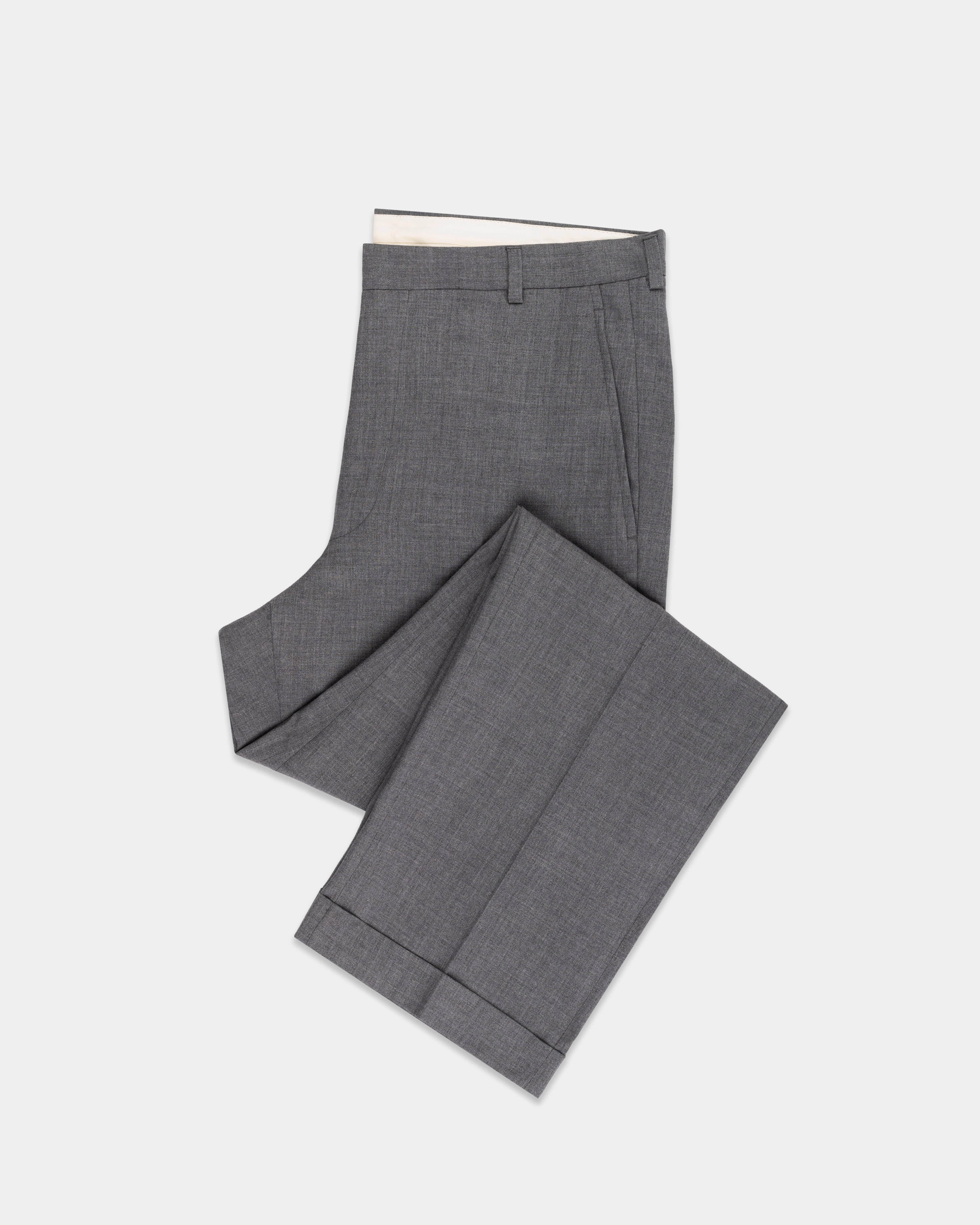 CAMBRIDGE GREY SOLID WOOL TROUSERS