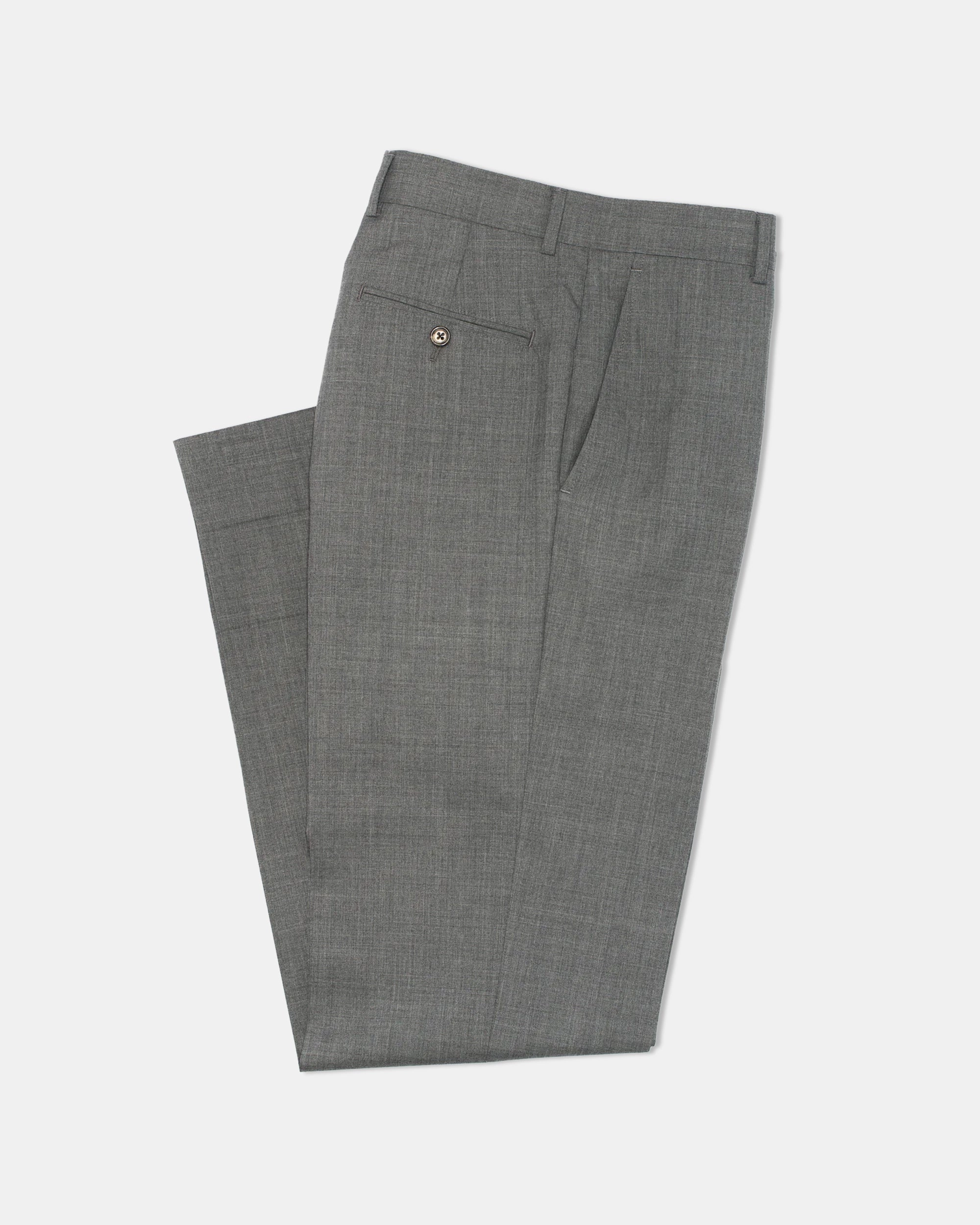 CAMBRIDGE GREY TROPICAL WOOL TROUSERS