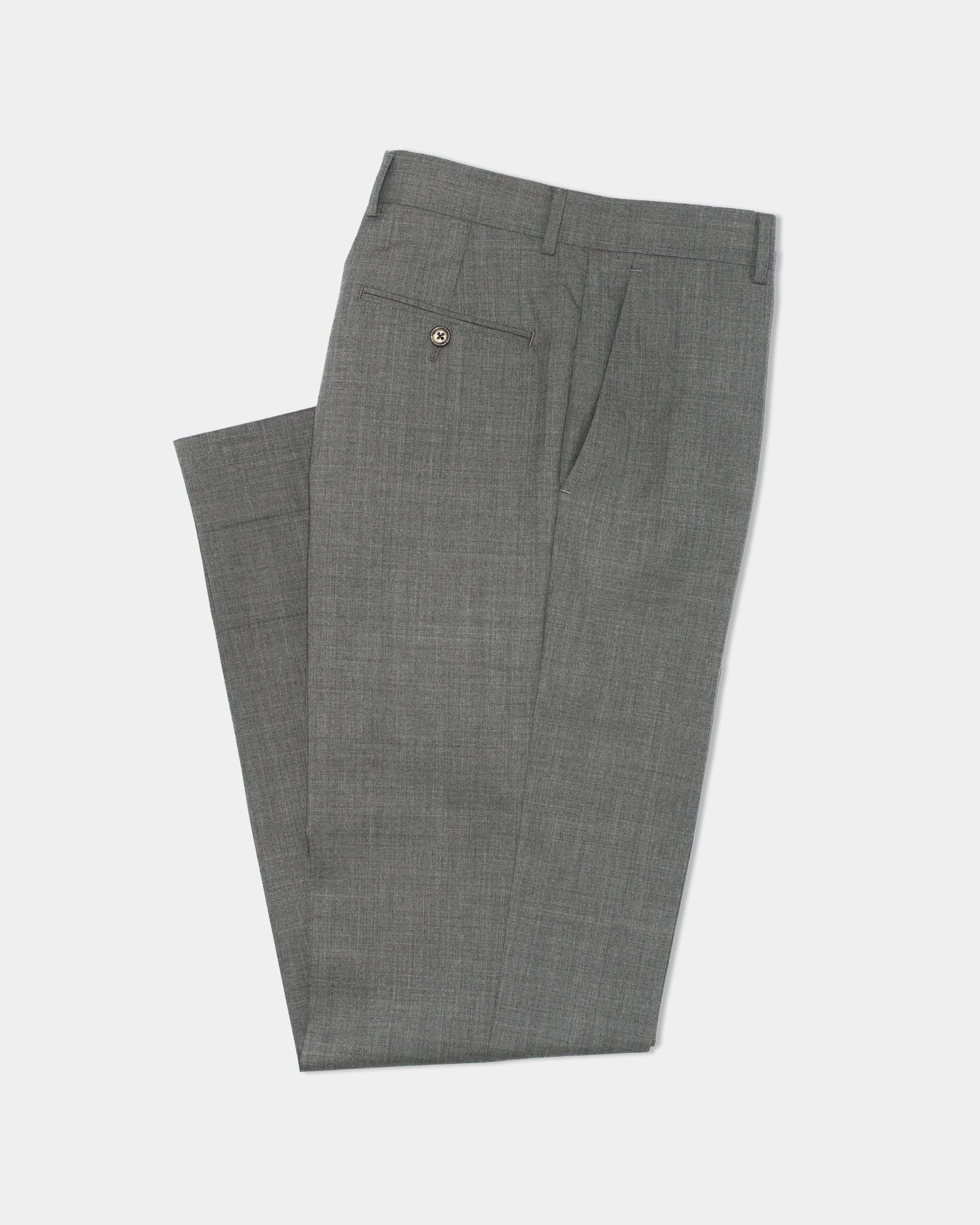 CAMBRIDGE GREY TROPICAL WOOL TROUSERS