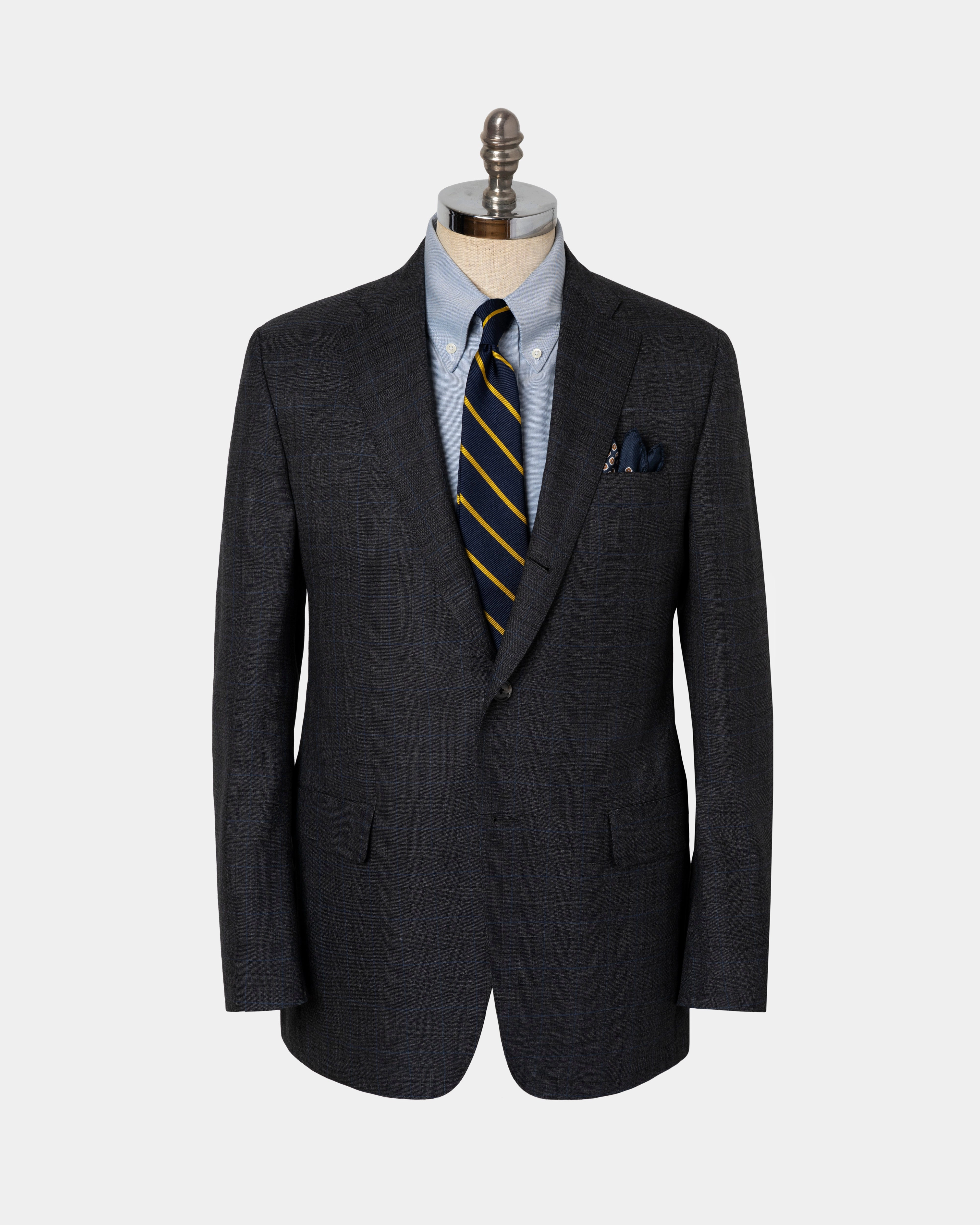 CHARCOAL/BLUE SHADOW PLAID SUIT