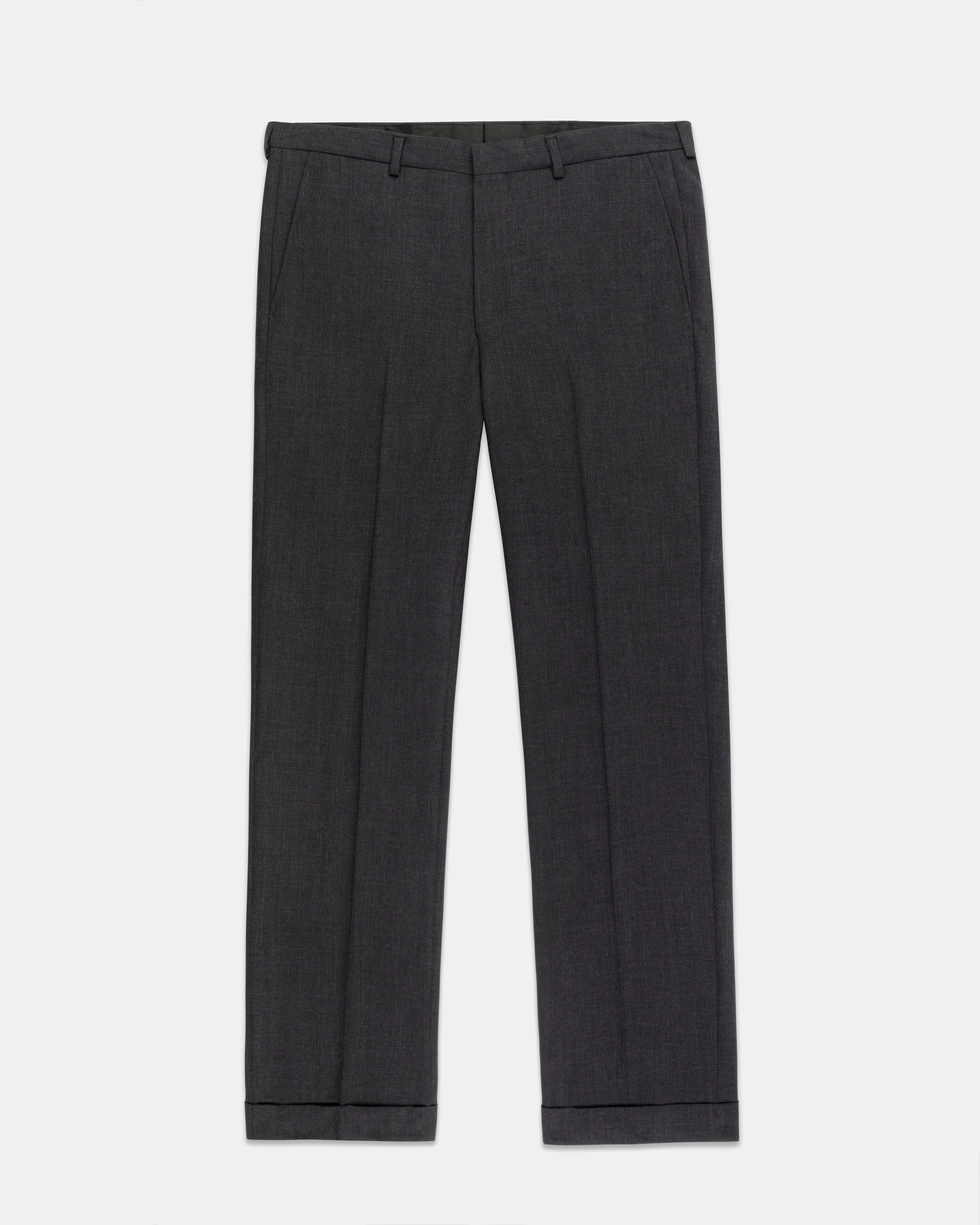 CHARCOAL GREY SOLID WOOL TROUSERS