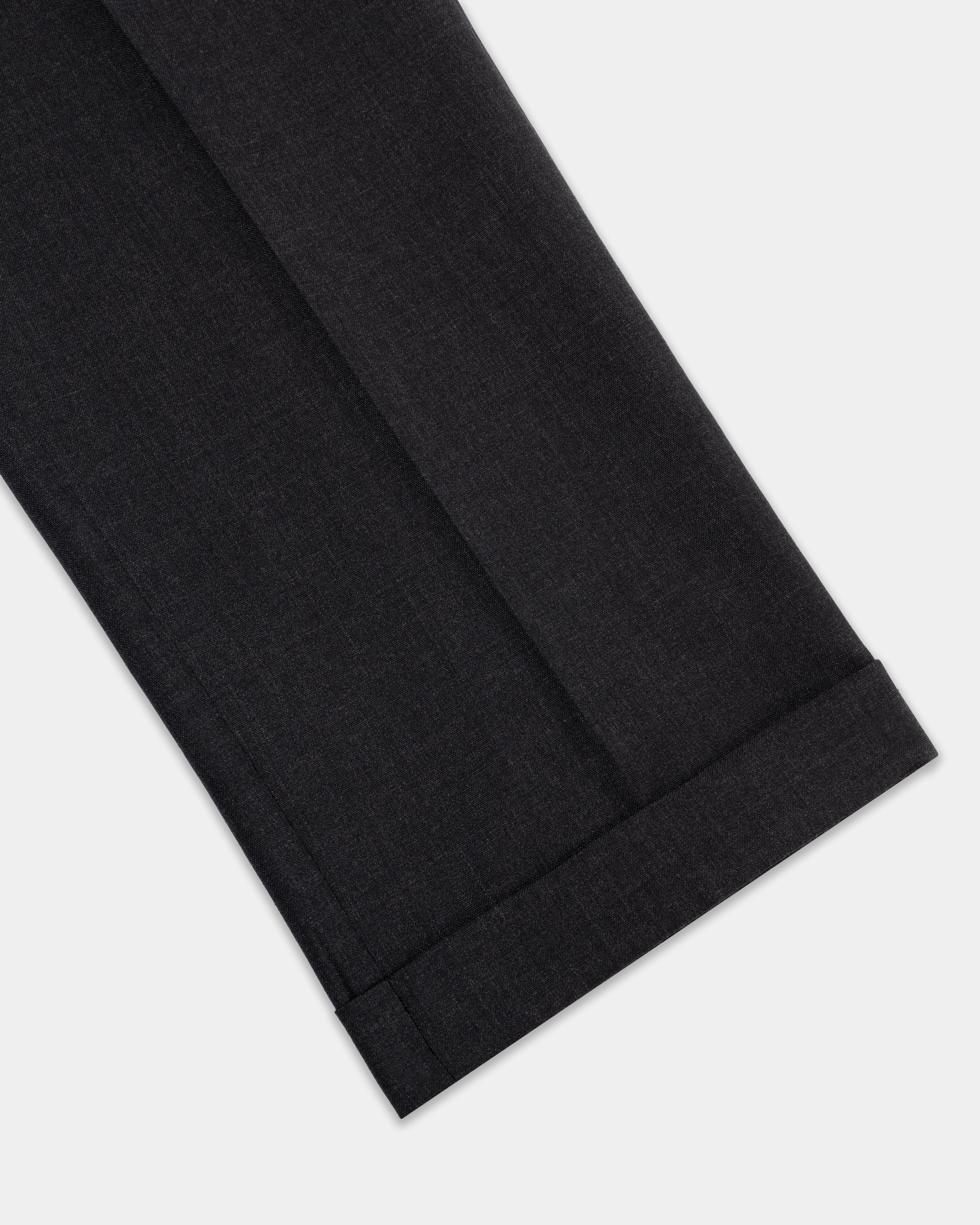 CHARCOAL GREY SOLID WOOL TROUSERS