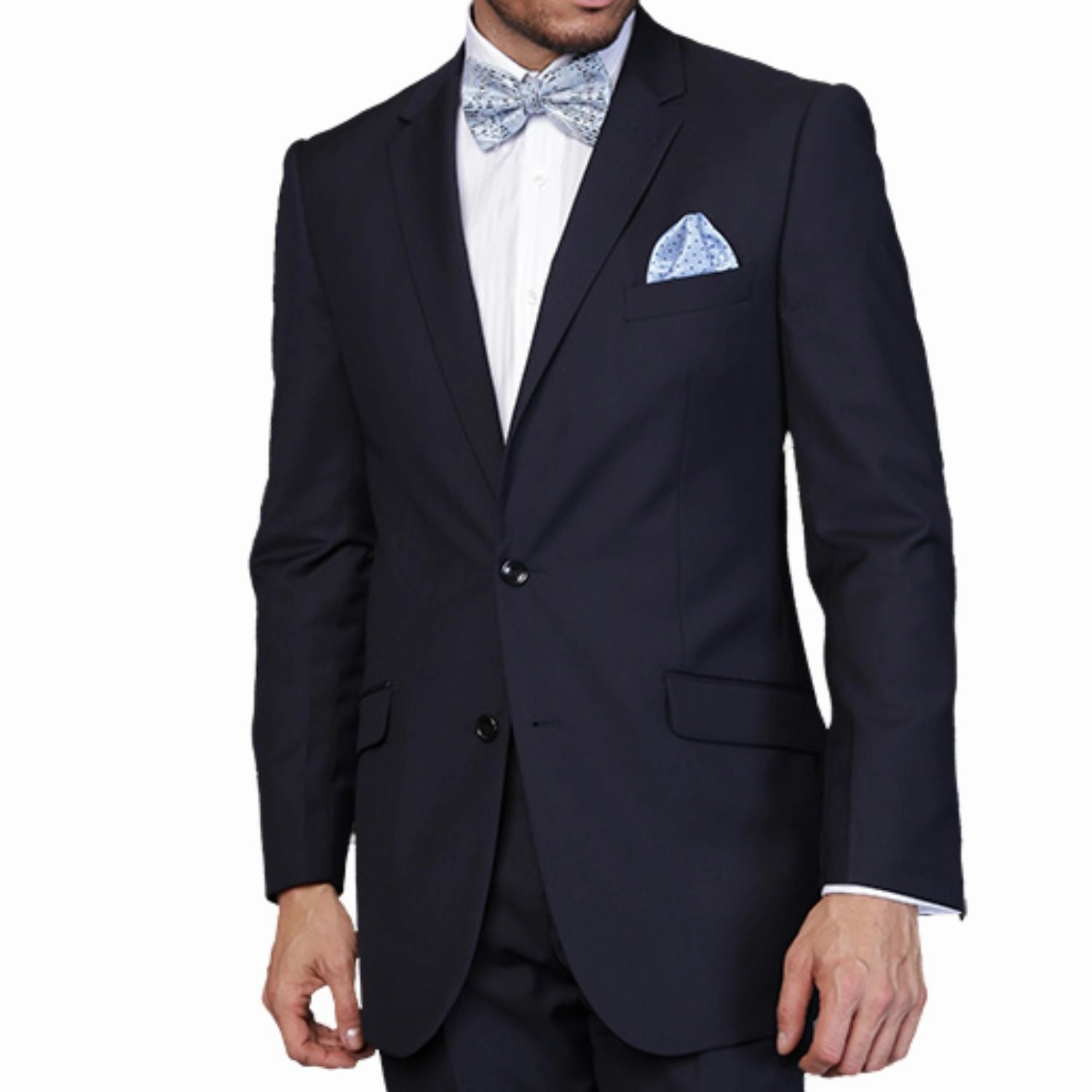 Charon Collection: Men's 2-Piece Solid Color Wool Suit In Navy