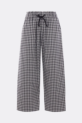 check cotton cropped trousers