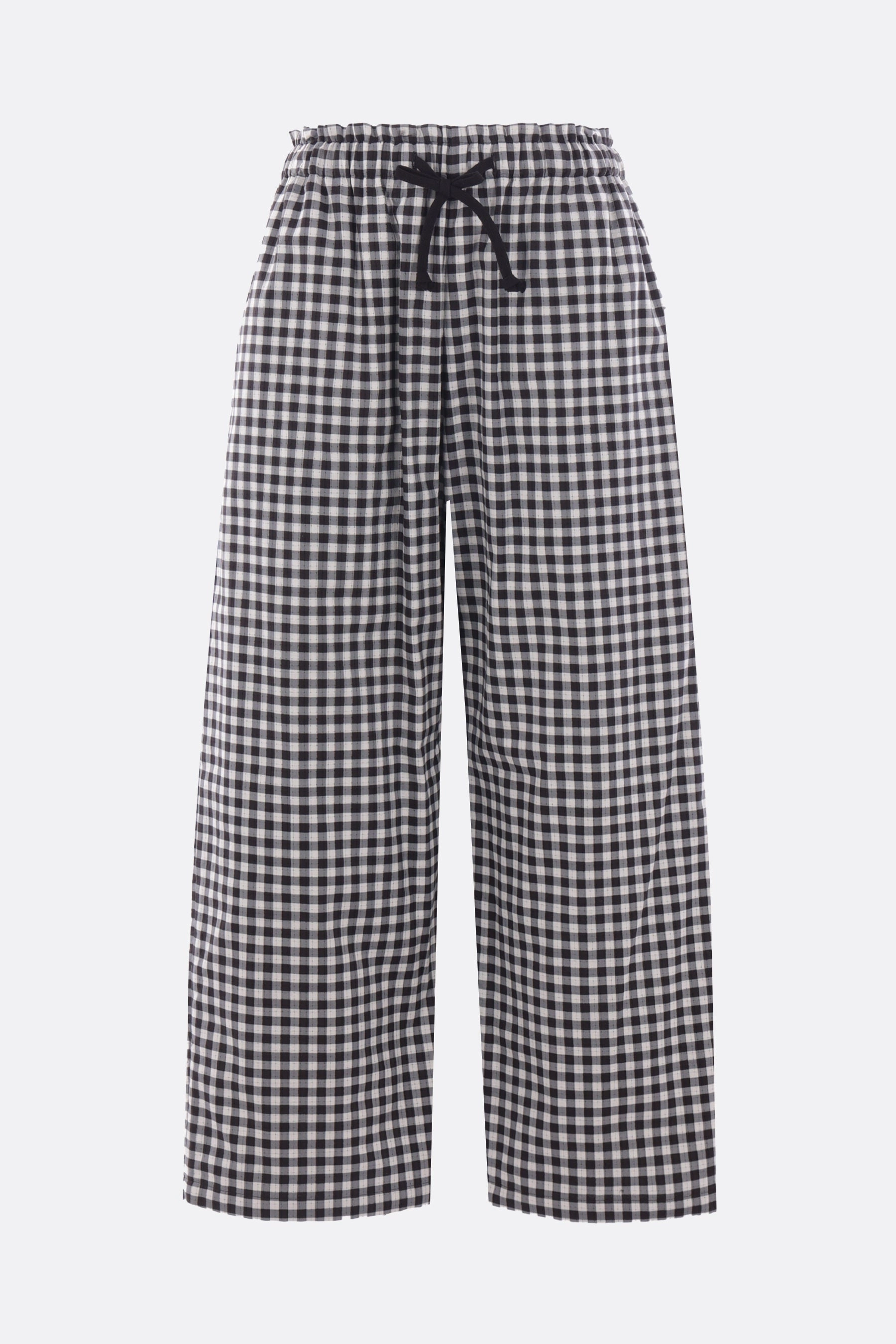 check cotton cropped trousers