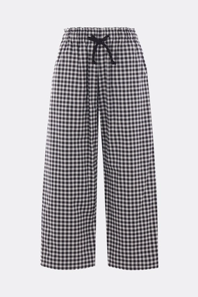 check cotton cropped trousers